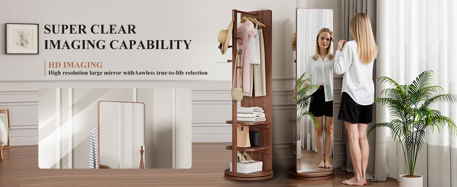 Full-Length Swivel Mirror & Storage Rack – detail image 3