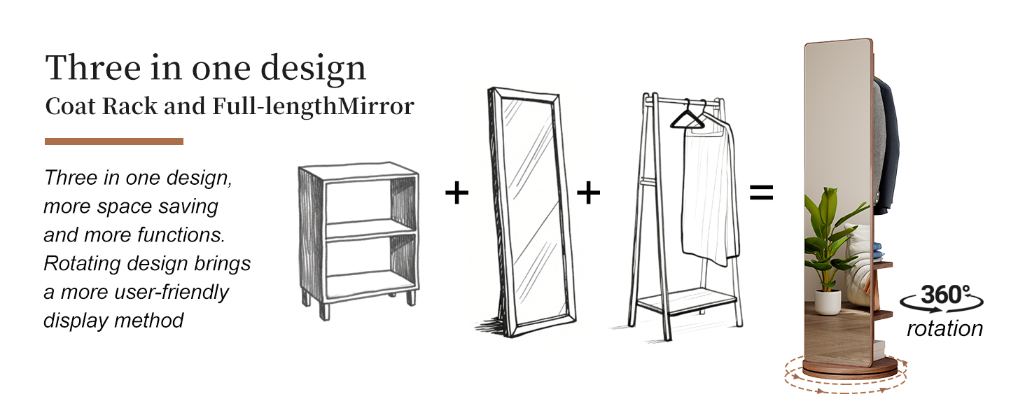 Full-Length Swivel Mirror & Storage Rack – detail image 5