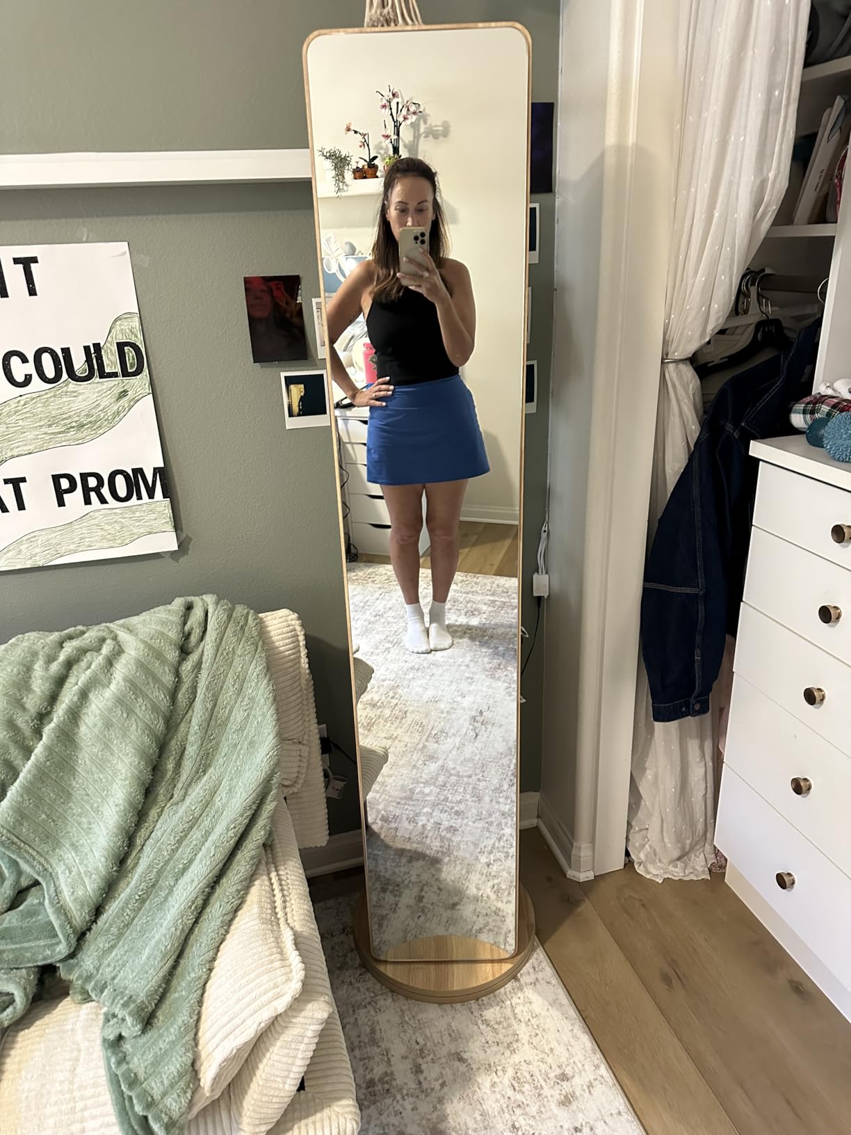 Full-Length Swivel Mirror & Storage Rack