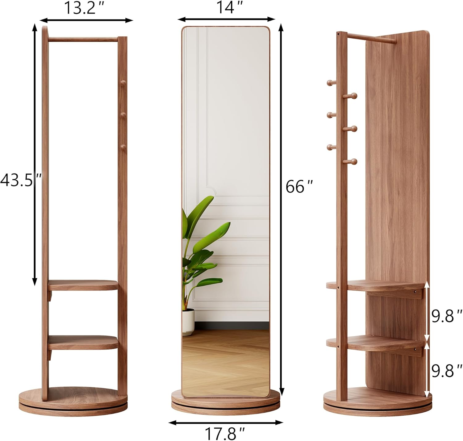 Full-Length Swivel Mirror & Storage Rack, image 4