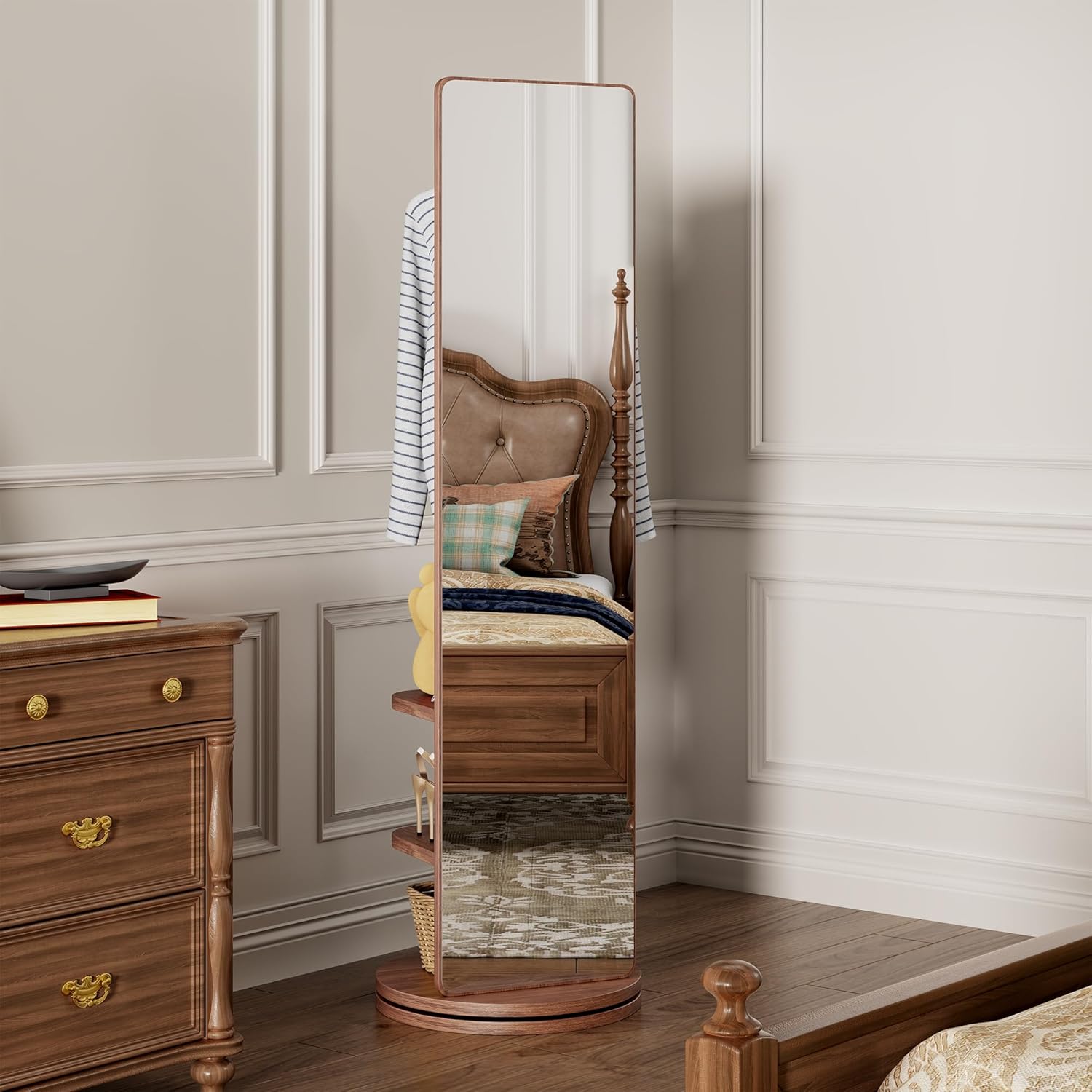 Full-Length Swivel Mirror & Storage Rack, image 5