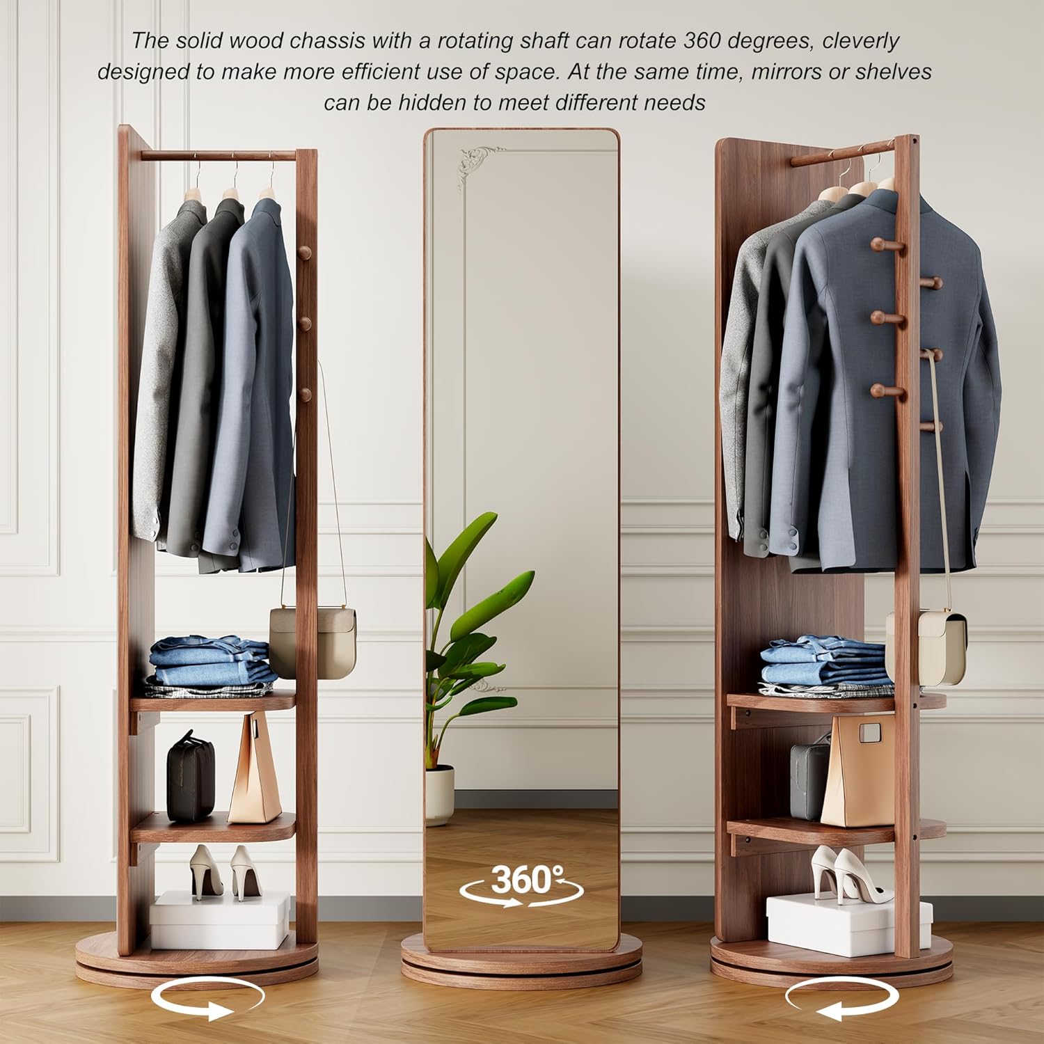 Full-Length Swivel Mirror & Storage Rack, image 8